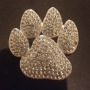 Rhinestone Paw Print Brooch